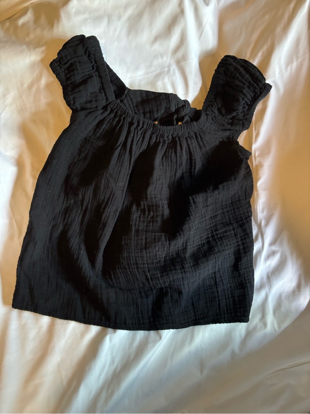 Black Old Navy ruffled top with tie in back size XS